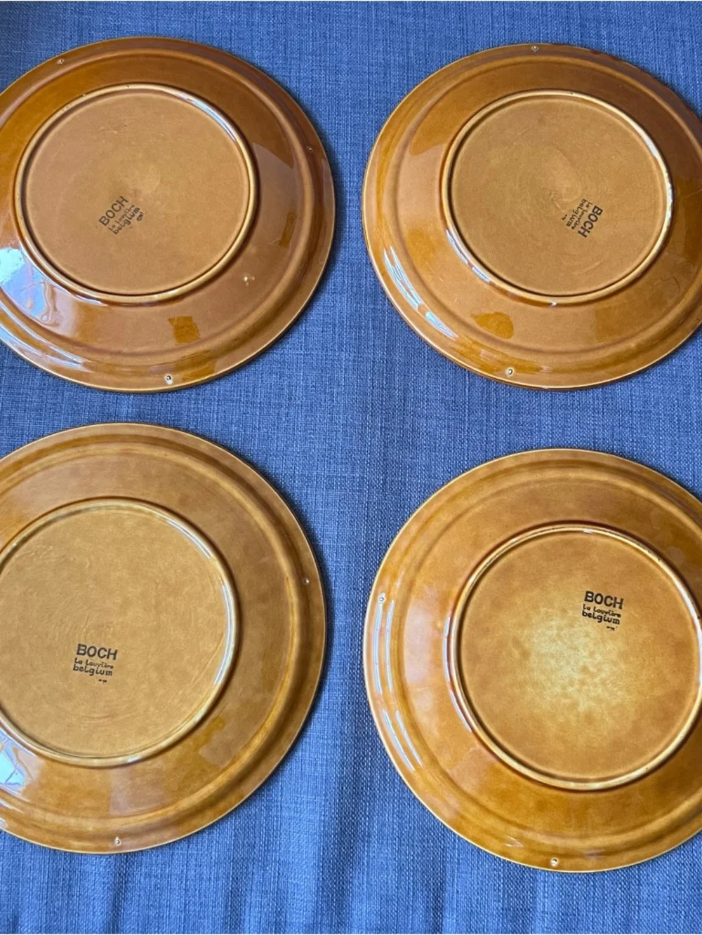 Amber-Tone Boch La Louviere Glazed Ceramic Divided Serving Dish Belgium set of 6